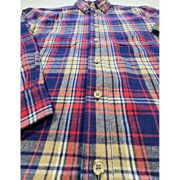 RidgeCut Tough Wear Red Blue Plaid Heavy Flannel Shirt Men’s Medium NWT - Picture 5 of 14